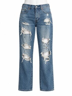 Size 28 Lucky Brand Women’s 90s High Rise Straight Blue Ripped Button Fly Jeans